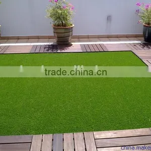 Natural Looking Fake Lawn Mat for Landscaping, Straight+curled Monofilament 4 Tones in Green Color, High Density thumbnail-3