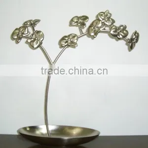 Unique Designed Metal Shiny Brushed Nickel Flower Jewelry Tree, Tree Jewelry Display Stands thumbnail-1