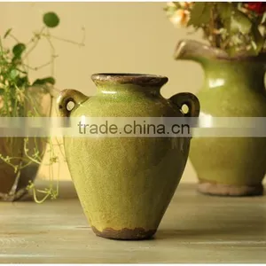 Antique Retro Green Table Ceramic Vase for Sale thumbnail-5
