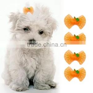 Wholesale Halloween Pumpkin Dog Pet Hair Bow With Rubber Bands thumbnail-5