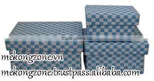 Plastic Woven Straps Storage Box With Lid, Set of 3 thumbnail-1