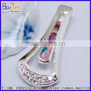 Custom Lab Created White Fire Opal And Amethyst Pendant Sterling Silver thumbnail-5