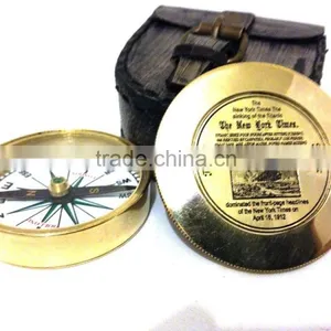 Nautical Brass Titanic Compass - Marine Gift With Leather Box 13530 thumbnail-3