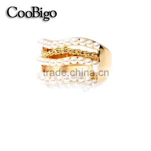 Fashion Jewelry Zinc Alloy Imitation Pearl Ring Ladies Wedding Engagement Party Show Gift Dresses Apparel Promotion Accessories thumbnail-2