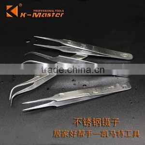 K-Master Long Nose Bent Nose Tweezers Precision Stainless Steel thumbnail-1