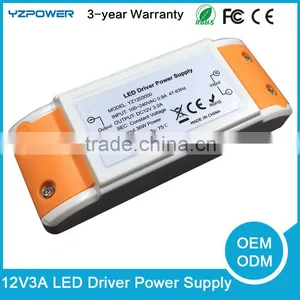LED Power Supply 36W 12V 3A AC DC 100-240V 12V Switching Transformer LED Driver 12V SMPS Plastic IP43 thumbnail-1