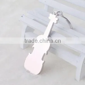 Silver Violin Shape Musical Bottle Opener Keychain for Gifts thumbnail-3