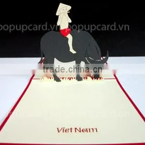 Viet Nam Herd Boy Greeting Pop up Card thumbnail-1