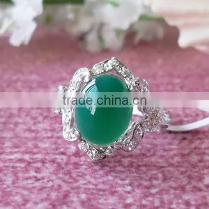 Custom Design Prong Setting 925 Sterling Silver Chrysoprase Jewelry Ring thumbnail-1