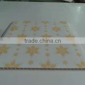 Bright Pale Yellow Flower Pattern Pvc Building Material of Pvc Ceiling Panel thumbnail-1