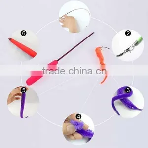 Cat Kitten Pet Teaser Turkey Feather Interactive Stick Toy Wire Chaser Wand thumbnail-4