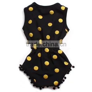 Knitted Baby Jumpsuit Black Yellow Spot Rompers Baby Girls Rompers Jumpsuits thumbnail-3