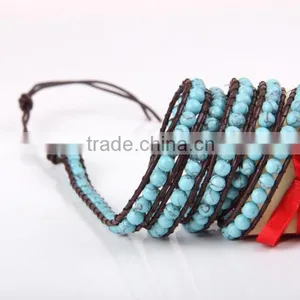 Fashion Turquoise Wrap Bracelet Women 6MM 5 Layer Bracelet Bangle Girl Gifts Jewelry Wholesale Free Shipping thumbnail-3