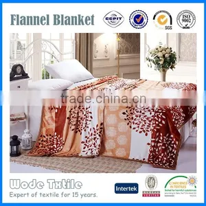 100%polyester Leaf Print Super Soft Flannel Fleece Blanket thumbnail-1