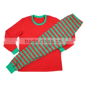 Wholesale 2016 Baby Boutique Clothing Red and Green Strip Kids Christmas Pajamas thumbnail-2