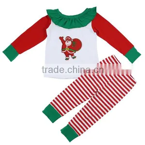 2016 Kaiyo Wholesale Kids Christmas Clothing Bib T-shirt and Stripe Pants Christmas Costume Outfits thumbnail-2