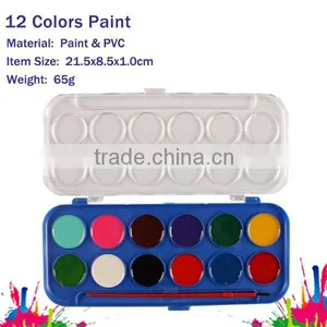 12 Color Standard Round Water Color Paint With Art Brush thumbnail-2