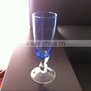 Hot Sale Hand Made Shot Stem Champagne Combalt Blue Color Glass Flute thumbnail-3