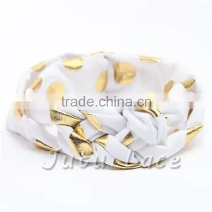 Flashing Gold Dots Bow Headband-polka Dot Hair Bow Headwrap-knotted Kids Stretchy Headwraps thumbnail-2