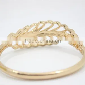 Gold Plated Fashion Design Feather Metal & White Diamond Open Cuff Bangle Bracelet For Women Gift For 2016New Intrend Style thumbnail-3