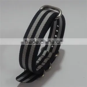 4 Rings Black Gray Stripe James Bond Zulu ODM Watch Bands thumbnail-6