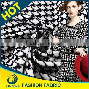 1PCS SALE!!!!Factory on Slea Spray Spandex Houndstooth Flock Knitted Fabric for Garment thumbnail-1