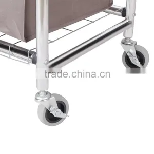 Silver Grey Coated 3-Section Heavy-Duty Steel Rolling Laundry Sorter/Cart thumbnail-6