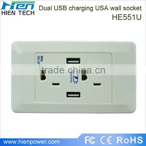 15A Portable Battery Powered Outlet USA Plug Type With 2 USB Ports 2 Gang Socket thumbnail-1