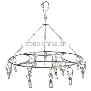 Round Stainless Steel Clothes Clip Hanger and Clips Clothes Drying Rack Hanger Socks Shorts Underwear Drying Hanger thumbnail-1