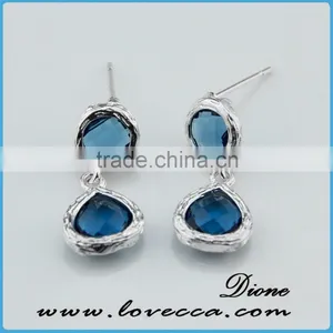 Gold Silver Glass Pendant Earrings Water Drop Stone Stud Earrings thumbnail-1