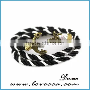 2016 Fashion Navy Style Mens Anchor Leather Rope Bracelet Anchor thumbnail-3