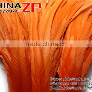 Gold Supplier ZPDECOR Wholesale 40-45cm Length Orange Chicken Fully Dyed Roosters Feathers thumbnail-3