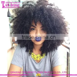 2016 New Style for Summer 12 Inch Afro Kinky Curly Human Hair Full Lace Wig thumbnail-1
