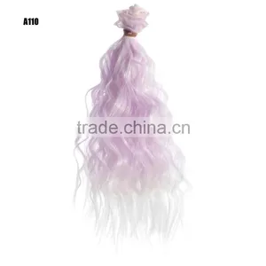 25cm Long Ombre Wavy Hair Curly Extension Bundles for Doll thumbnail-3