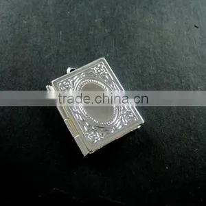 19X26MM Vintage Style Silver Plated Brass Square Book Photo Locket DIY Pendant Charm Supplies 1192001 thumbnail-2