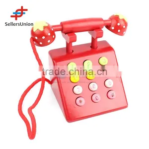2016 No.1 Yiwu Agent Hot Sale Commission Sourcing Agent Cute Red Wooden Telephone Set Toys for Kids thumbnail-1