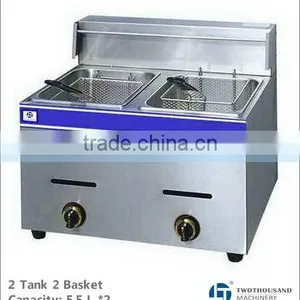 Table Top Gas Fryer - 2 Baskets, 5.5x2 Liters, 35490 BTU, TT-WE268B thumbnail-1