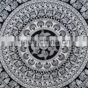 Black & White Elephant Mandala Tapestry , Wall Hanging ,Hippie Indian Tapestry New Year Gift thumbnail-4