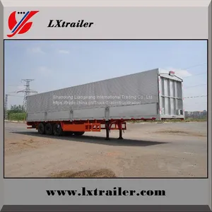3 Axles 45Tons Flatbed Box Lifting Open Semi Trailer thumbnail-3