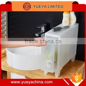 Plastic Knock-down Transparent Storage Box With Wheels -small Size thumbnail-5