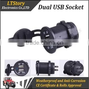 Motorcycles Car Waterproof Double USB Charger Adapter Socket 12-24V thumbnail-5
