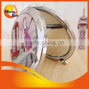 Custom Fashion Round Shape Folding Pocket Mirror thumbnail-1