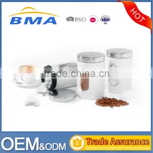 3 Pieces White Stainless Steel Window Storage Canister Set thumbnail-1
