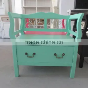 Shabby Large Wooden Stool for 3 People thumbnail-5