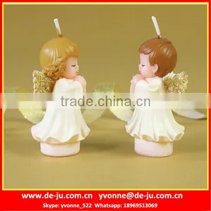 European Style Golden Wing Little Boy Girl White Angel Candle thumbnail-1