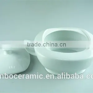 White Ceramic Porcelain Soup Tureen Large Tureen With Lid & Handles, Square Soup Tureen Pot thumbnail-2