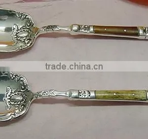 Beautifully Embossed Salad Server Set of 2 With Mother of Pearl Decoration thumbnail-1