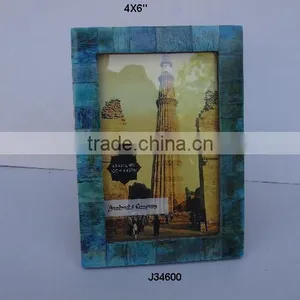 Thin Antique Blue Colour Bone Mosaic Photo Frame Available in All Photo Sizes thumbnail-1