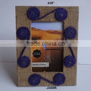 Jute Photo Frame in Two Tone Purple on Natural Jute Available in All Photo Sizes and Patterns thumbnail-1