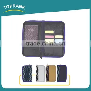 Toprank Multifunction Personalized Flocking PVC Zipper Document Bag Card Cover Folding Passport Travel Wallet With Zip Around thumbnail-1